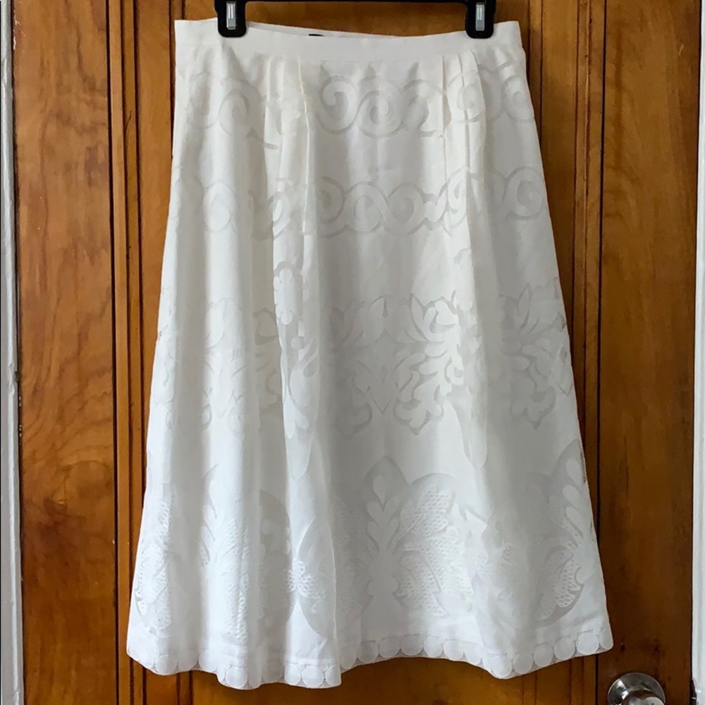 White lace J.Crew midi skirt
